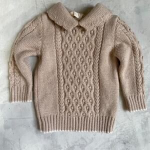 Zeni Baby Cable Knit Quiet Luxury Preppy Scandi Coastal Sweater 6 Months Unisex